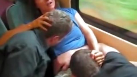 Hot cuckold video with hot wife Lene playing with strangers in a public train. This whore can make two happy guys.